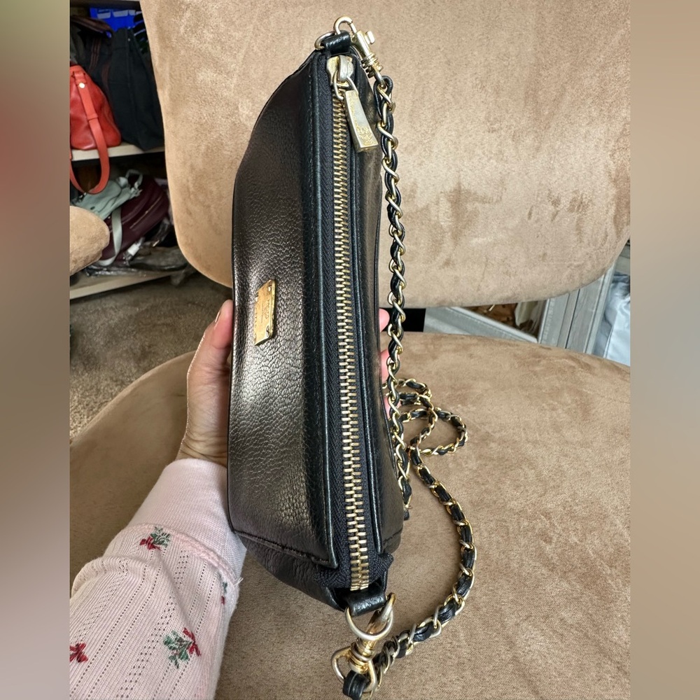 MCM Black Leather w/ Gold Chain Crossbody Bag, Good Condition - Picture 8 of 15